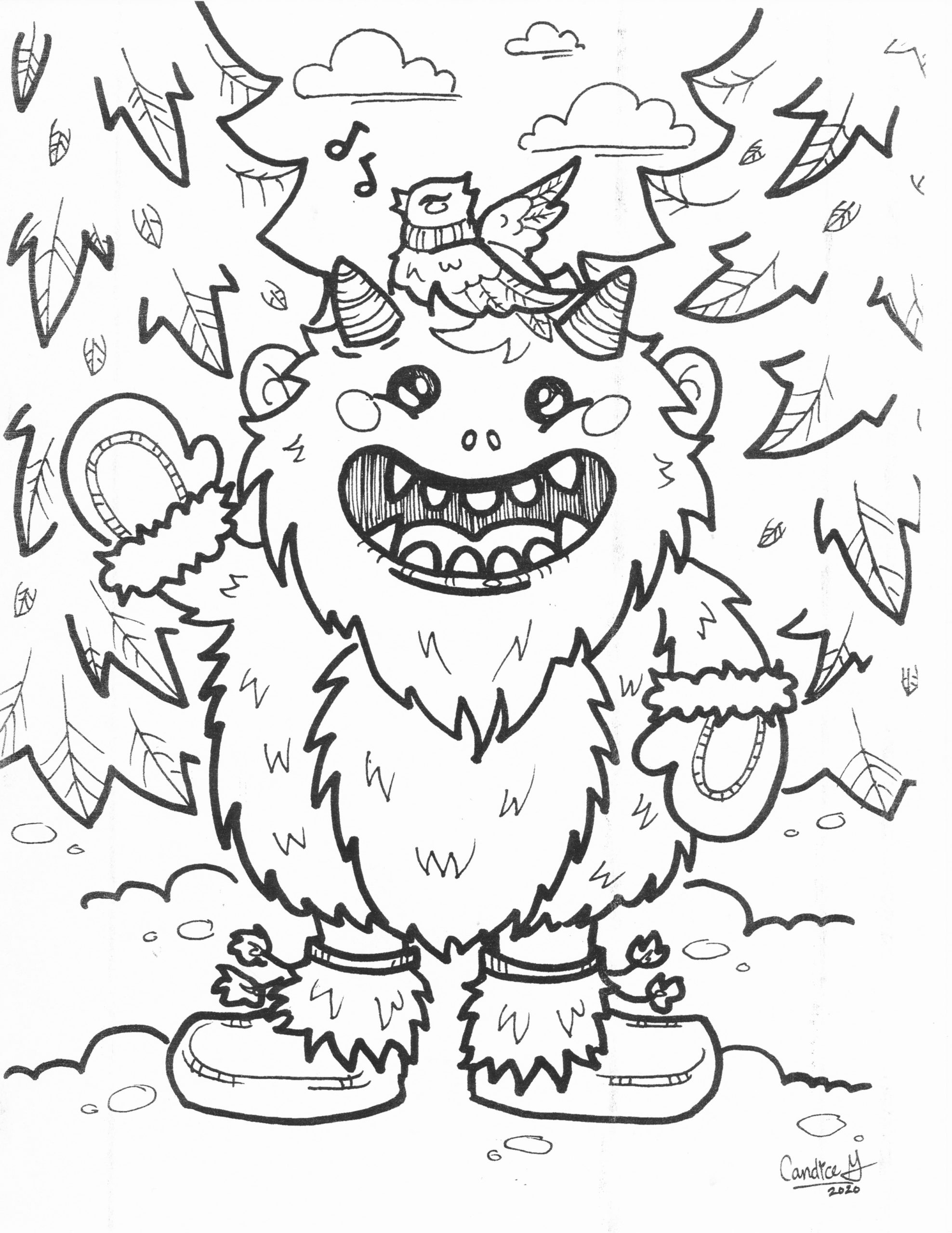 Winter Monster Colouring Sheet   SCYAP