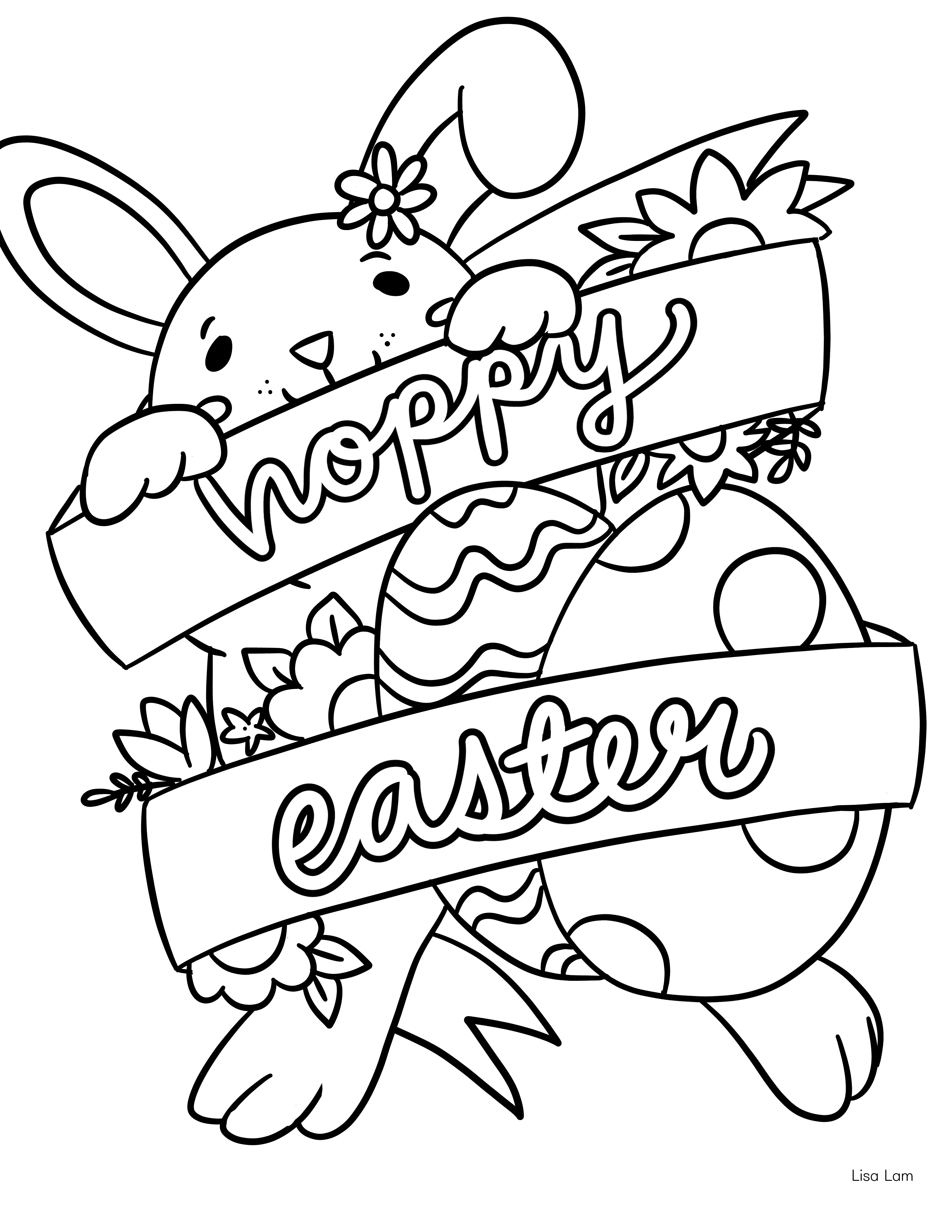 Hello Kitty Easter Bunny Coloring Page Easter Colorin