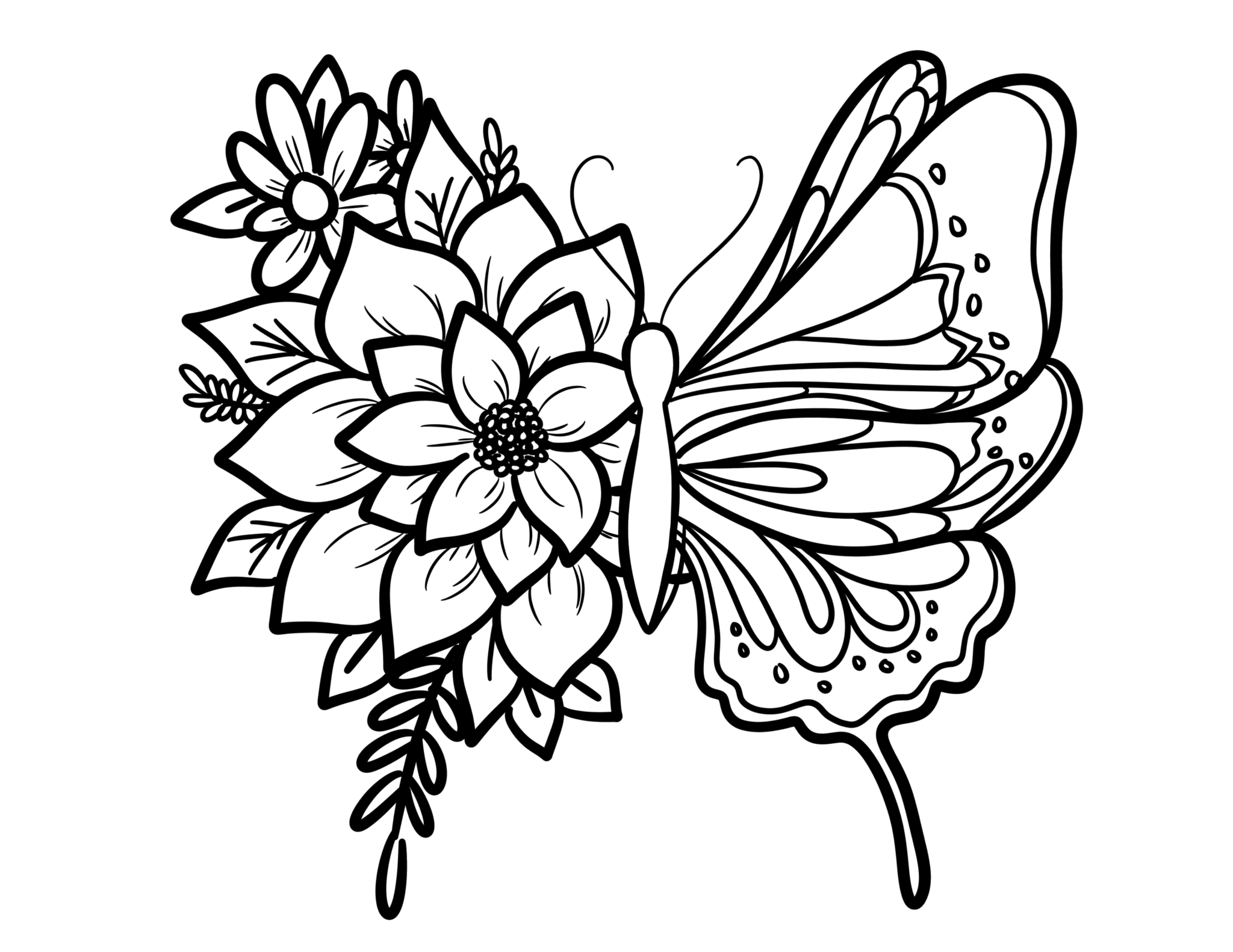 Floral Butterfly Coloring Sheet | Scyap