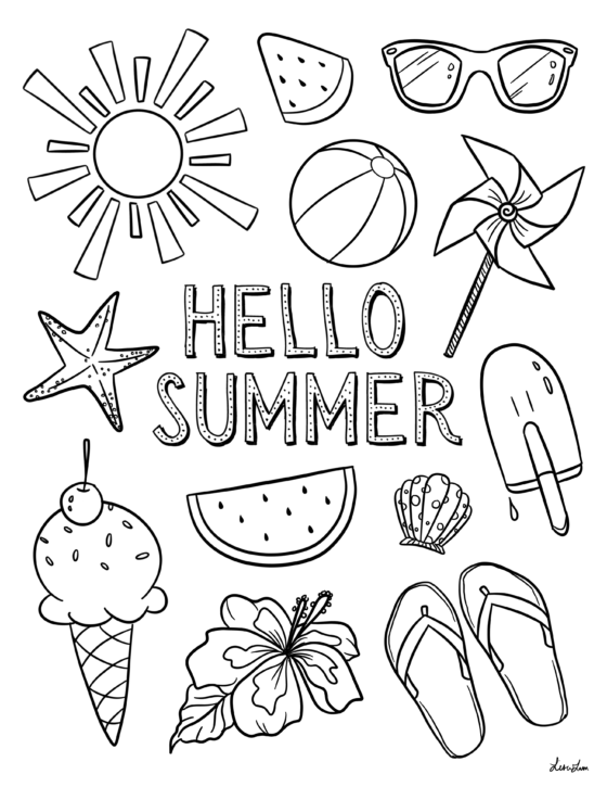 Hello Summer Colouring Sheet