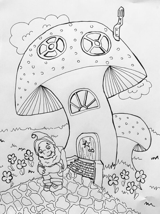 Gnome’s Home Colouring Sheet