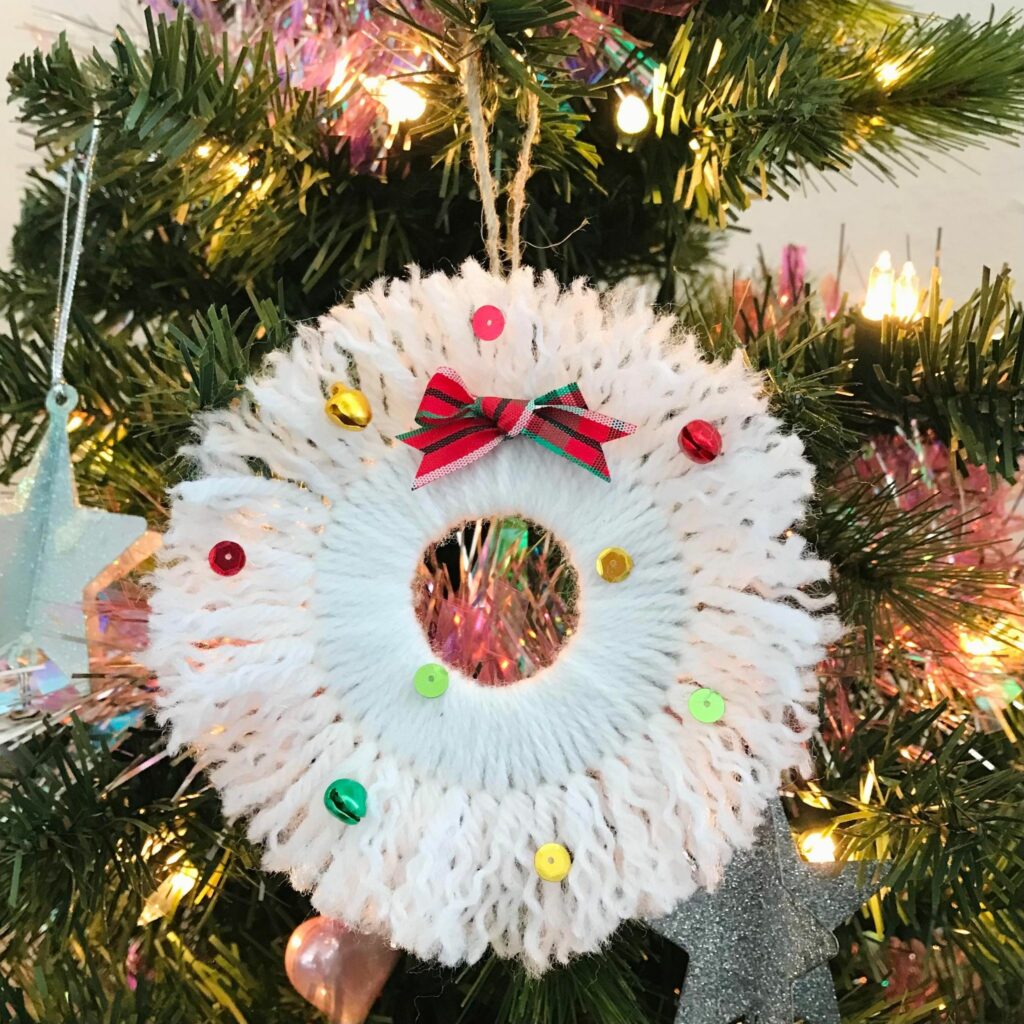 DIY Retro Christmas Yarn Wreath - My So Called Crafty Life