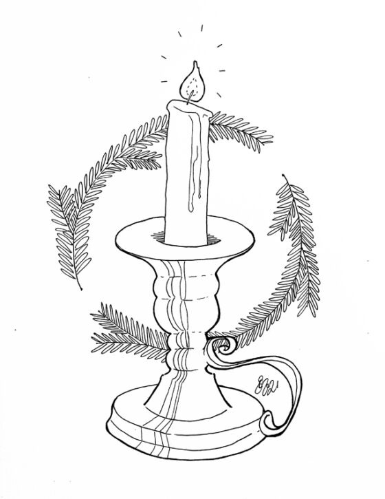 Holiday Candle Colouring Sheet