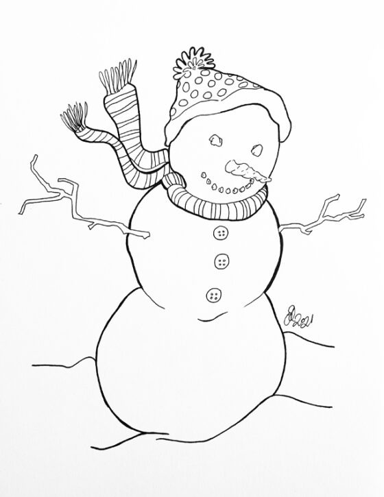 Snow Man Colouring Sheet