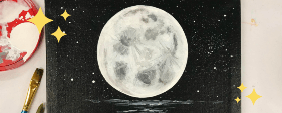 Easy Black and White Moon Painting